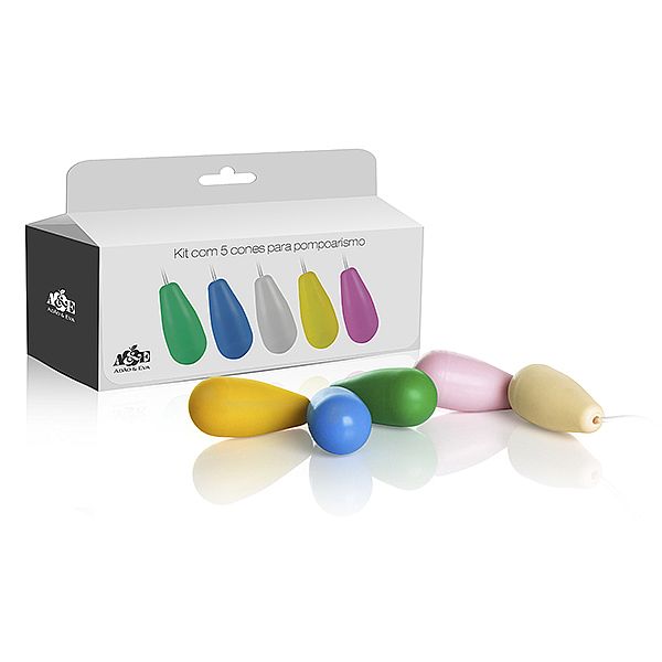 Kit Pompoar - Kit Com 5 Cones com Pesos Diferentes para Exercícios Pélvicos - My Secret