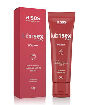 Gel Lubrificante Beijável Lubrisex Morango Hot - 60g