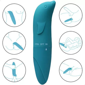 Vibrador golfinho rosa multivelocidade para estimulação externa.