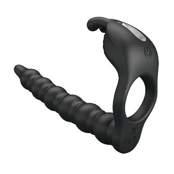 Anel peniano Blackney com plug anal escalonado e 7 modos de vibração