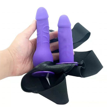 Cinta peniana ajustável com dildo duplo