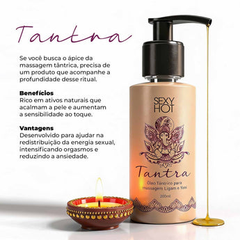 Kit Massagem Tântrica para Casais com Óleo Tantra e Vibrador Tantra