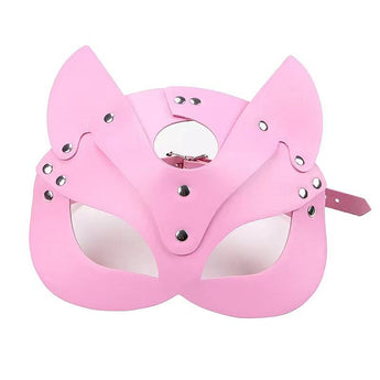 Máscara de gatinha rosa em PU tamanho único