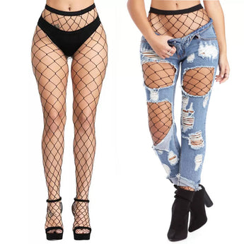 Meia-calça arrastão feminina com trama larga