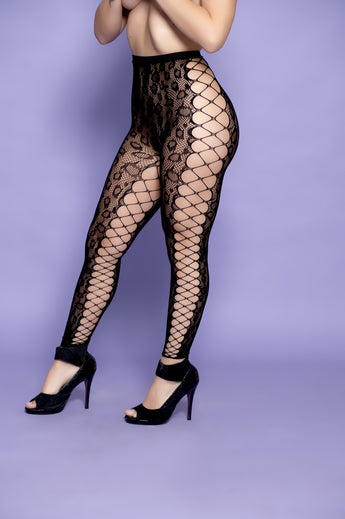 Meia-calça feminina com detalhe lateral