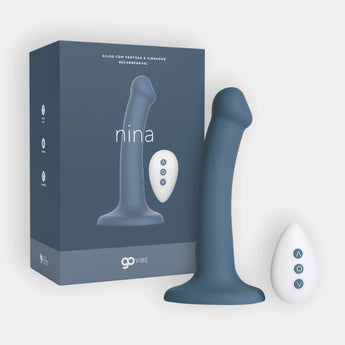 Vibrador realístico recarregável Go Vibe Nina azul com ventosa