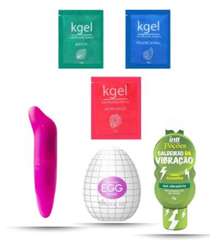 kit Casal Apaixonado: Vibrador Golfinho - Lubrificante - Egg Masturbador - Gel Estimulante Unissex