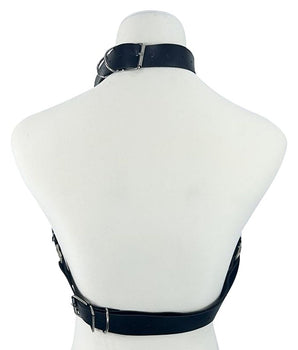 Harness com Contorno de Busto em Couro com Correntes