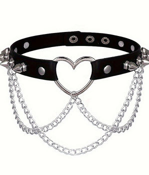 Coleira Choker com correntes e Spike