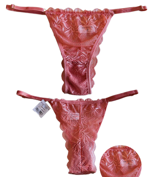 Calcinha de Renda Rosa com Regulagem Lateral