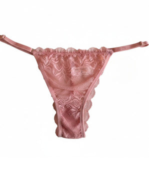 Calcinha de Renda Rosa com Regulagem Lateral