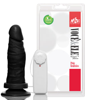 Prótese 6 com ventosa e vibro controle - 14,5x4 cm na cor preto