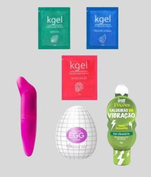 kit Casal Apaixonado: Vibrador Golfinho - Lubrificante - Egg Masturbador - Gel Estimulante Unissex