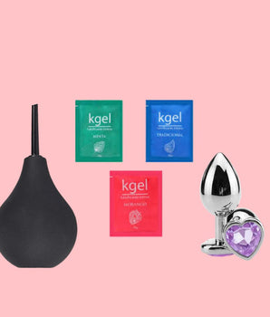 Kit Anal Perfeito 1 - Ducha Higiênica Anal - Plug Anal com Joia P - Lubrificante em Sache