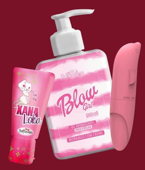 Kit Delícia - Hidratante Blow Girl + Excitante Xana Loka +Vibrador Golfinho