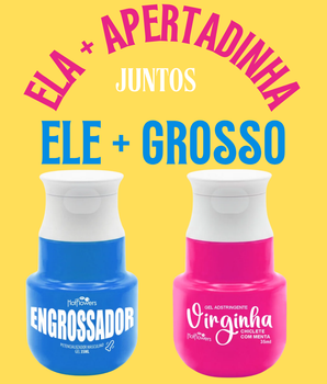 Kit Juntos - Gel Excitante Engrossador Masculino + Gel Adstringente Feminino Virginha