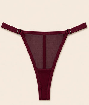 Calcinha Bordo Fio Dental em Tule com Detalhe de Coroa em Strass