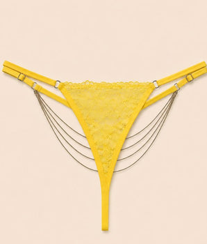 Calcinha Fio em Renda com Correntinhas
