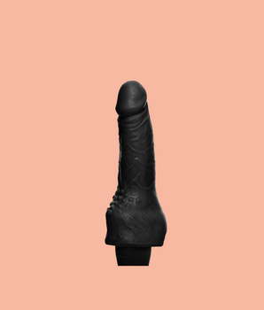 Prótese com massageador e vibrador 14,5x3,5cm - Coleção Mamba Negra - My Secret