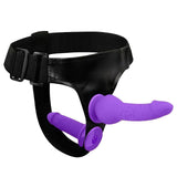 Cinta peniana ajustável com dildo duplo