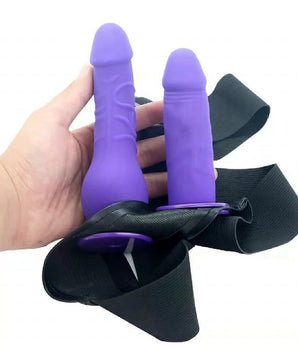Cinta peniana ajustável com dildo duplo