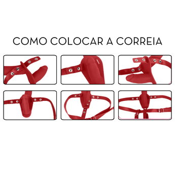 Cinta ajustável com prótese dupla vermelha