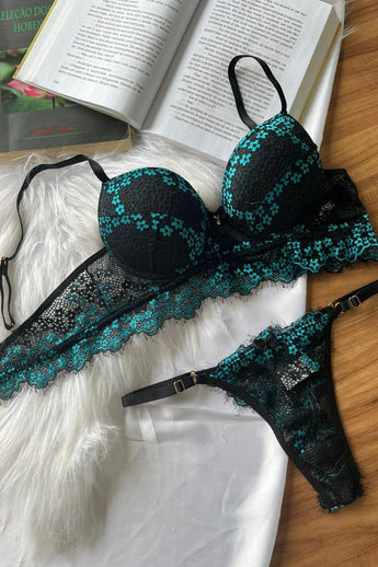 Conjunto Hortência em renda com bojo
