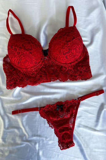 Conjunto Hortência em renda com bojo