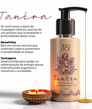Kit Massagem Tântrica para Casais com Óleo Tantra e Vibrador Tantra