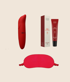 Kit sensorial para casal com vibrador golfinho, venda para os olhos e gel comestível de morango