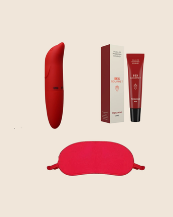 Kit sensorial para casal com vibrador golfinho, venda para os olhos e gel comestível de morango