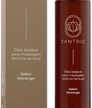 Óleo Corporal para Massagem Tântrica Beijável Sabor Morango Tantric 120ml