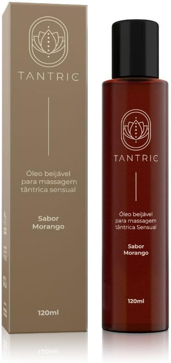 Óleo Corporal para Massagem Tântrica Beijável Sabor Morango Tantric 120ml