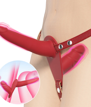 Cinta com Prótese Dupla para Inversão BDSM Vermelha
