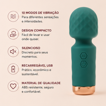 Mini Varinha Mágica Hero com 10 vibrações em silicone