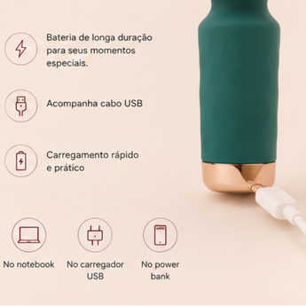 Mini Varinha Mágica Hero com 10 vibrações em silicone