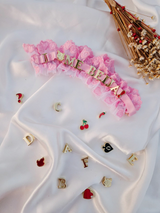 persex personalizável em tule rosa com bordado de corações