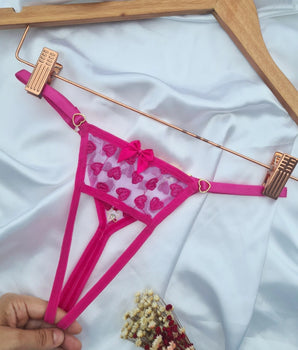 Calcinha Fio Secretária com Abertura - Personalizável - Pink