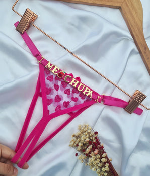 Calcinha Fio Secretária com Abertura - Personalizável - Pink