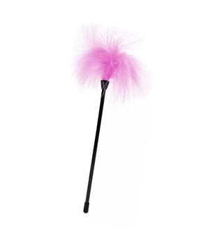 Pluma sensorial rosa para carícias com aproximadamente 32 cm