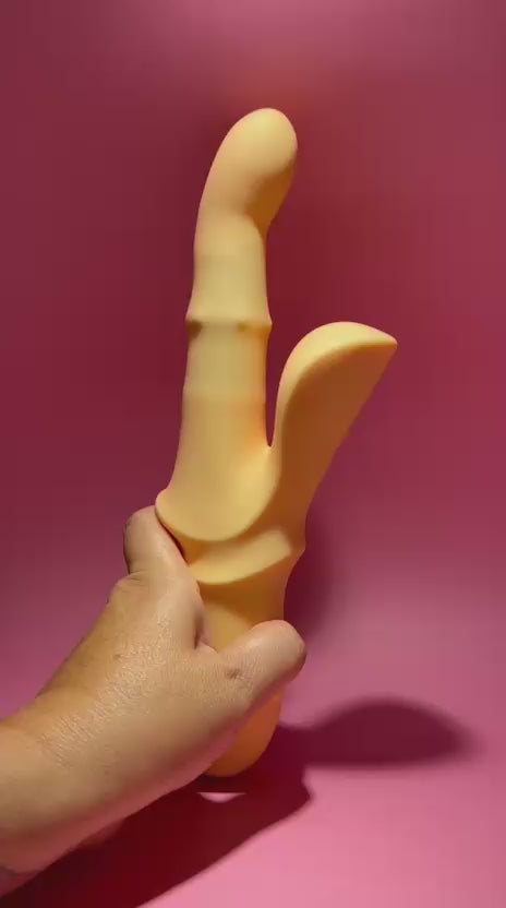 Vibrador para ponto G com anéis internos móveis e estimulador externo