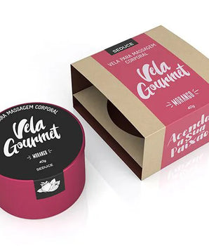 Vela Para Massagem Corporal Beijável - Sex Gourmet Morango - Chocolate
