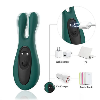 Vibrador Coelho Verde para ponto G e clitóris com 9 modos de vibração