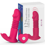 Vibrador duplo com vai e vem, aquecimento inteligente e controle remoto