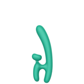 Vibrador recarregável para ponto G com estimulador clitoriano e encaixe para os dedos