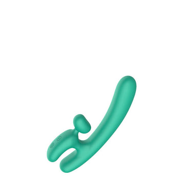 Vibrador recarregável para ponto G com estimulador clitoriano e encaixe para os dedos