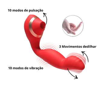 Vibrador Ponto G com pulsação e movimento de dedilhar recarregável