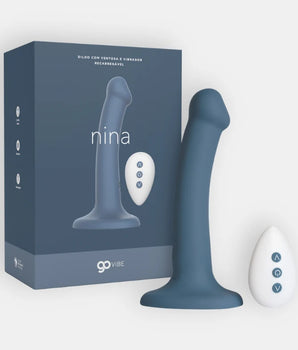 Vibrador realístico recarregável Go Vibe Nina azul com ventosa