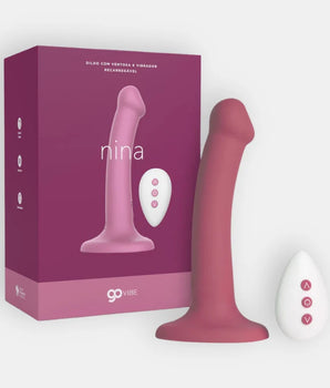 Vibrador realístico recarregável Go Vibe Nina rosa com ventosa