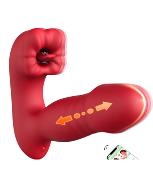 Vibrador vai e vem com boca estimuladora e controle por aplicativo